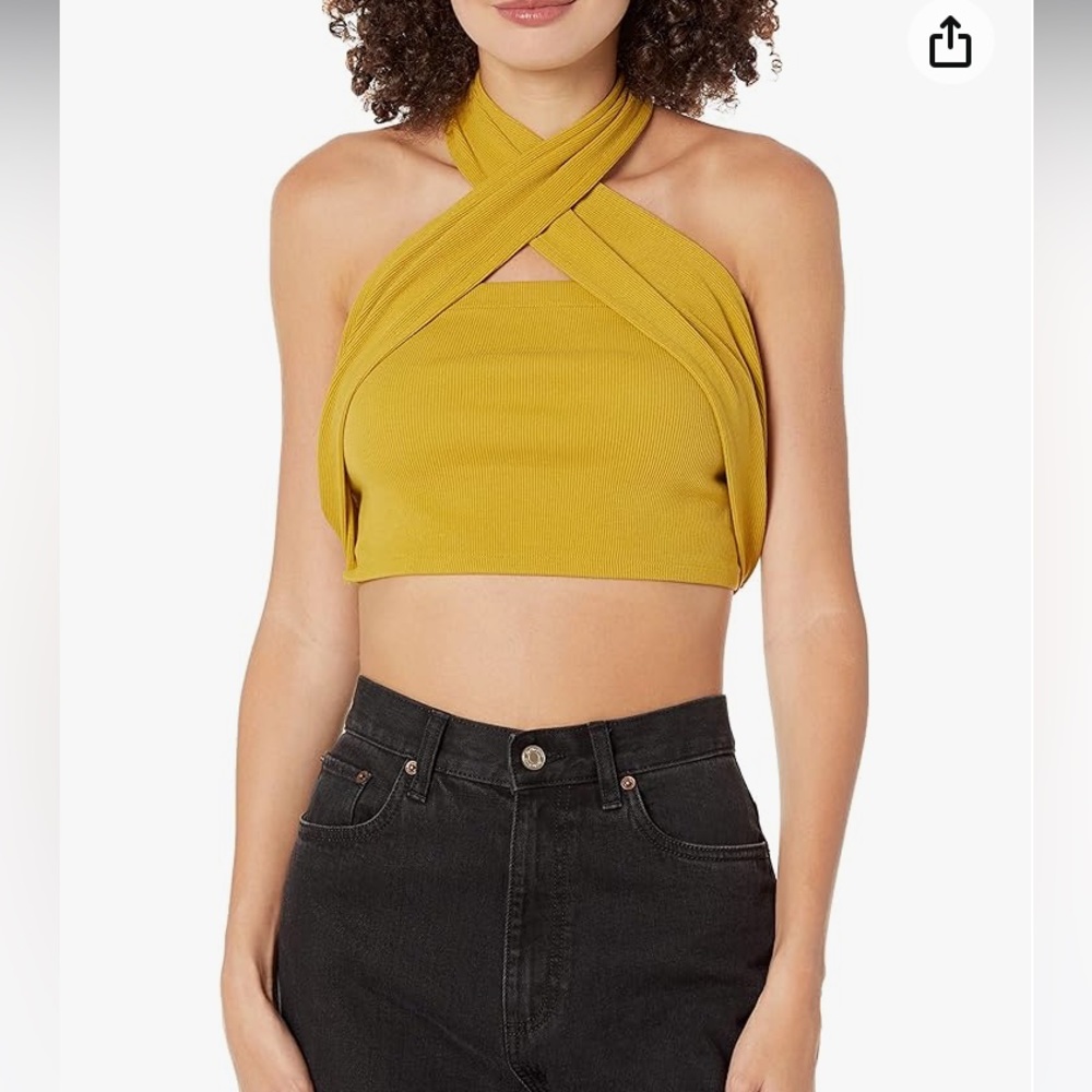 NWT The Drop citronella color wrap around ,Rib ,bustier cropped top S,M,L. - Picture 2 of 11